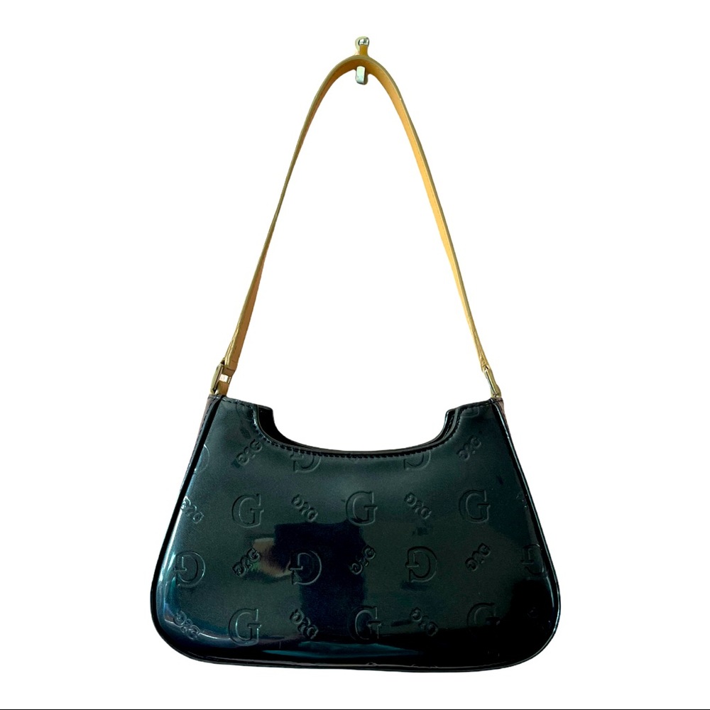 90s Guess Black Patent Leather Mini Bag